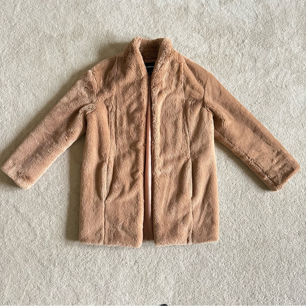 Express Faux Fur Coat size XS Camel